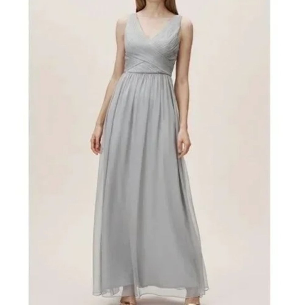 BHLDN Anthropologie Kia Sleeveless Chiffon Maxi Dress in Fog